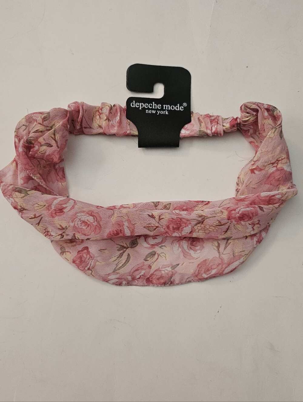 NWT Depeche Mode NY Pink Floral Wide Headband Elastic Back Rose Print